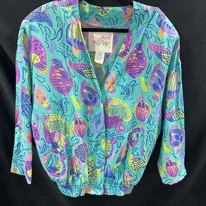 Tropical Fish by Ken Done Jacket Cover Up Blue Size Small